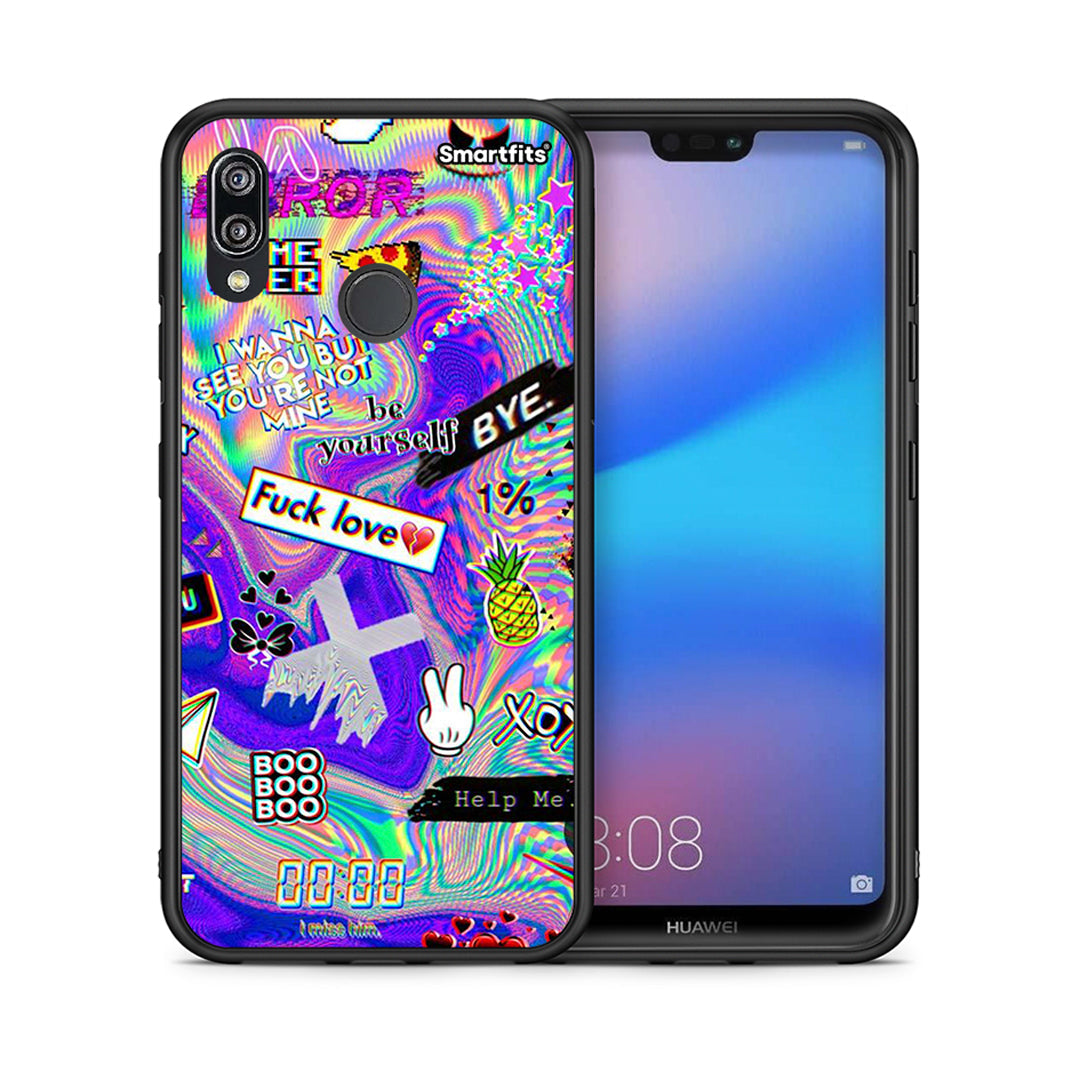 Θήκη Huawei P20 Lite Game Over από τη Smartfits με σχέδιο στο πίσω μέρος και μαύρο περίβλημα | Huawei P20 Lite Game Over case with colorful back and black bezels