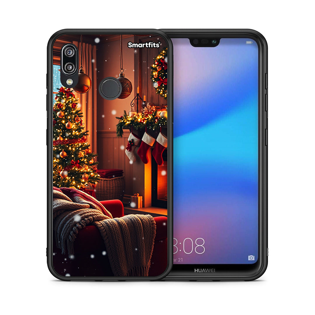 Θήκη Huawei P20 Lite Home For Christmas από τη Smartfits με σχέδιο στο πίσω μέρος και μαύρο περίβλημα | Huawei P20 Lite Home For Christmas case with colorful back and black bezels