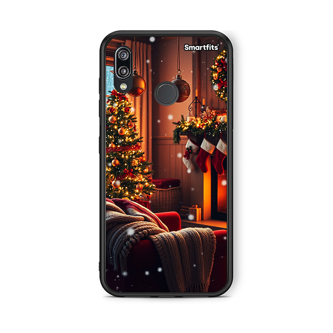 Huawei P20 Lite Home For Christmas θήκη από τη Smartfits με σχέδιο στο πίσω μέρος και μαύρο περίβλημα | Smartphone case with colorful back and black bezels by Smartfits