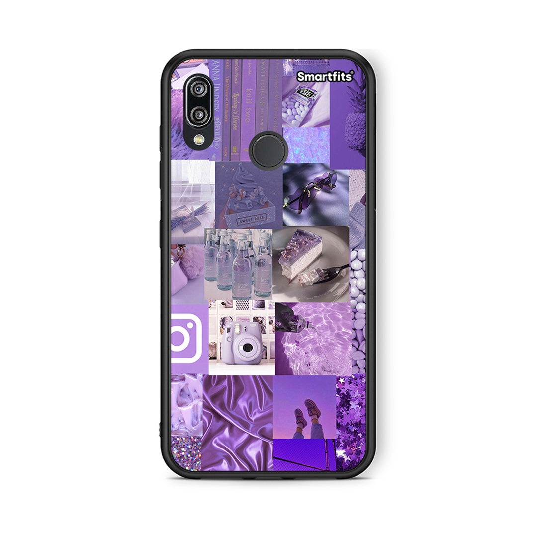 Huawei P20 Lite Purple Aesthetic Collage θήκη από τη Smartfits με σχέδιο στο πίσω μέρος και μαύρο περίβλημα | Smartphone case with colorful back and black bezels by Smartfits