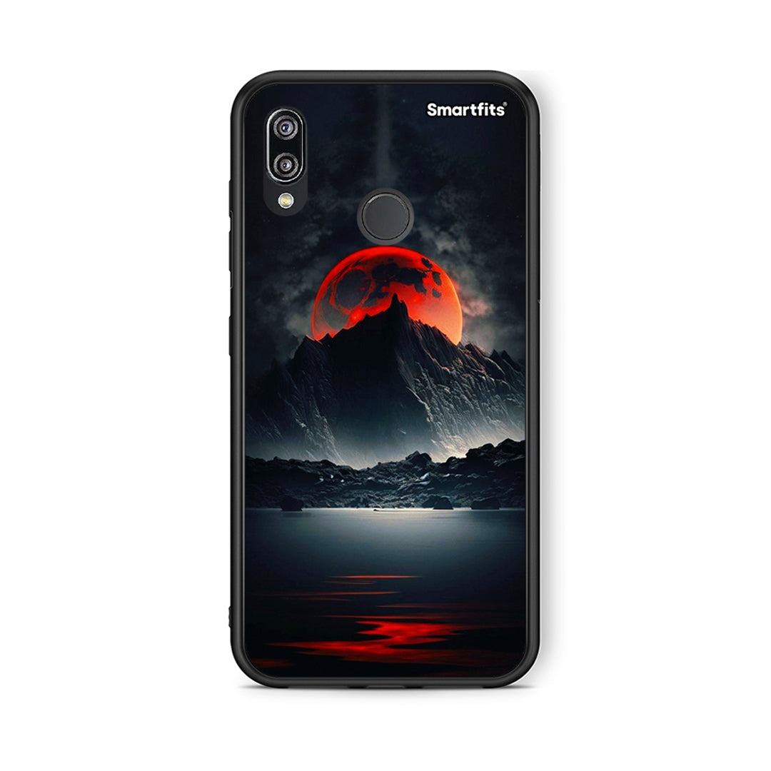 Huawei P20 Lite Red Full Moon θήκη από τη Smartfits με σχέδιο στο πίσω μέρος και μαύρο περίβλημα | Smartphone case with colorful back and black bezels by Smartfits