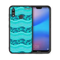 Thumbnail for Θήκη Huawei P20 Lite Swimming Dolphins από τη Smartfits με σχέδιο στο πίσω μέρος και μαύρο περίβλημα | Huawei P20 Lite Swimming Dolphins case with colorful back and black bezels