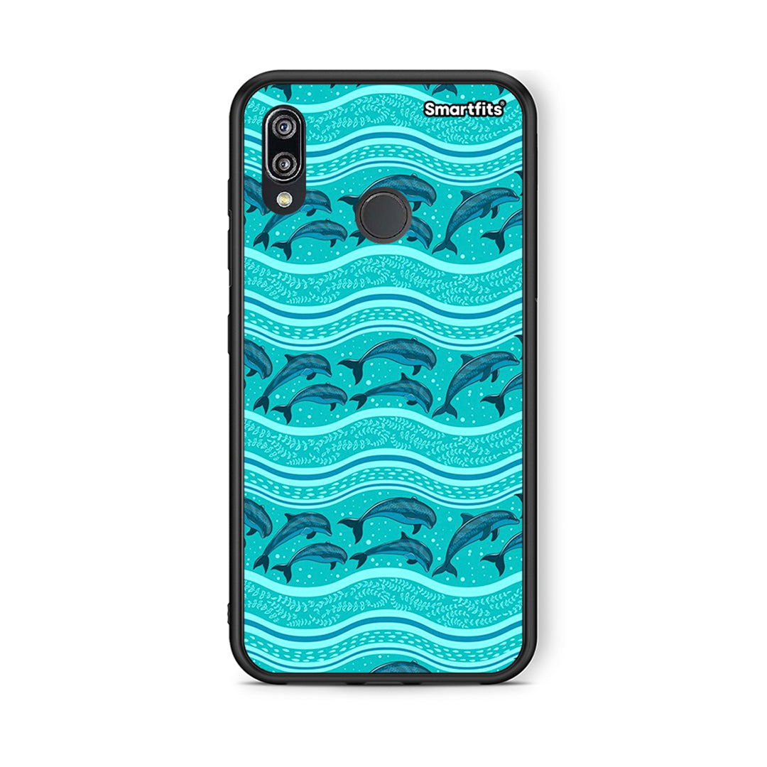 Huawei P20 Lite Swimming Dolphins θήκη από τη Smartfits με σχέδιο στο πίσω μέρος και μαύρο περίβλημα | Smartphone case with colorful back and black bezels by Smartfits