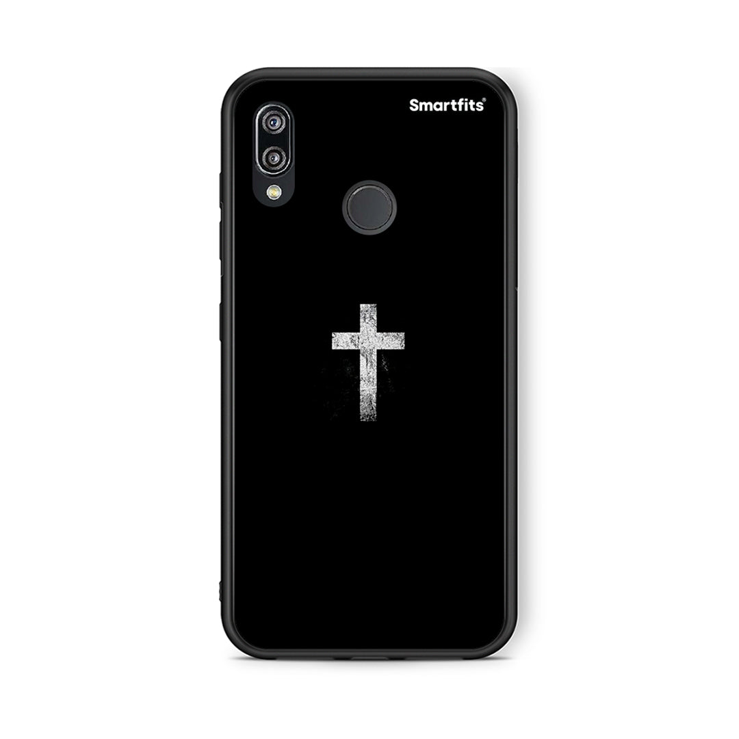 Huawei P20 Lite White Cross θήκη από τη Smartfits με σχέδιο στο πίσω μέρος και μαύρο περίβλημα | Smartphone case with colorful back and black bezels by Smartfits