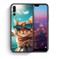 Thumbnail for Θήκη Huawei P20 Pro Summer Cat από τη Smartfits με σχέδιο στο πίσω μέρος και μαύρο περίβλημα | Huawei P20 Pro Summer Cat case with colorful back and black bezels