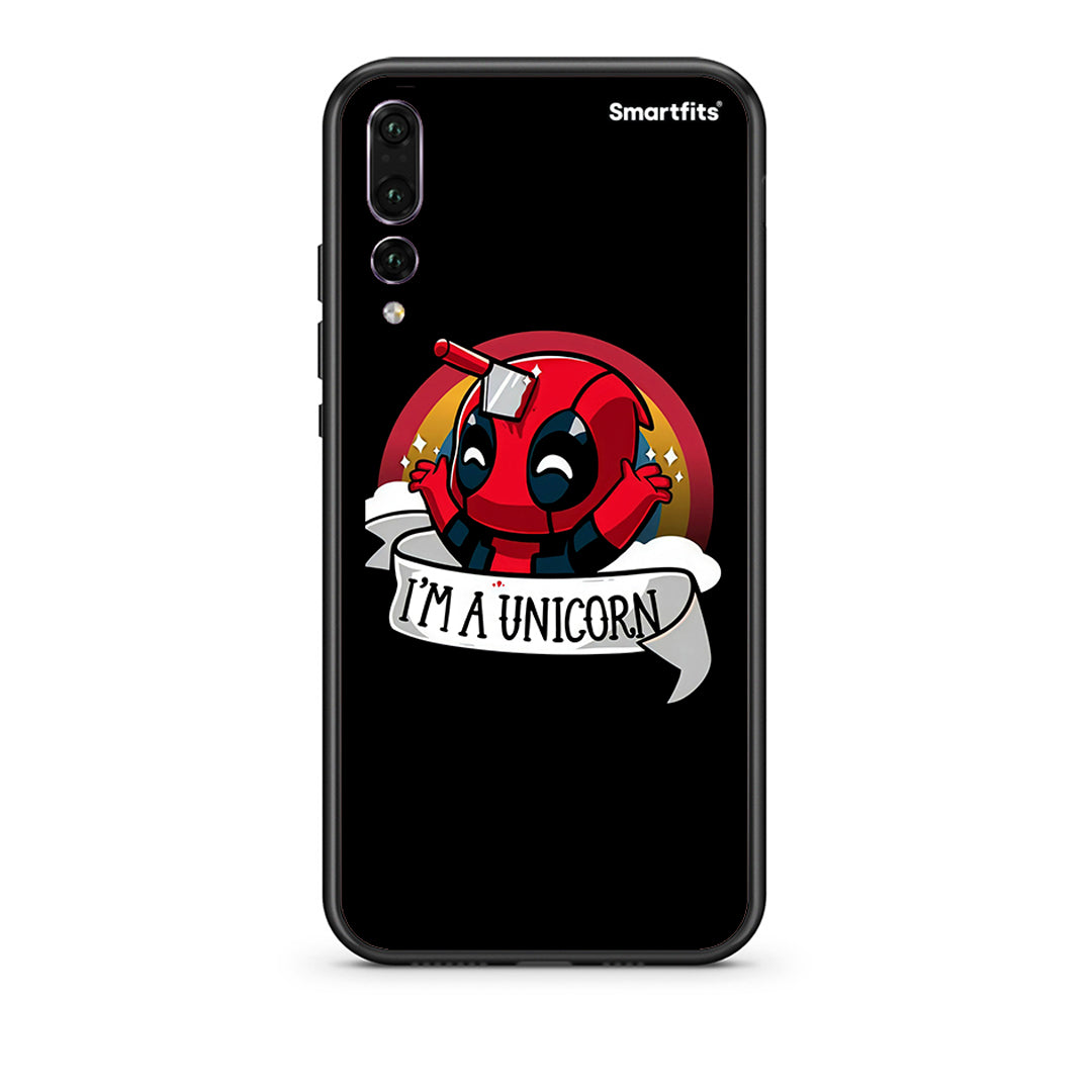 huawei p20 pro Unicorn Deadpool θήκη από τη Smartfits με σχέδιο στο πίσω μέρος και μαύρο περίβλημα | Smartphone case with colorful back and black bezels by Smartfits