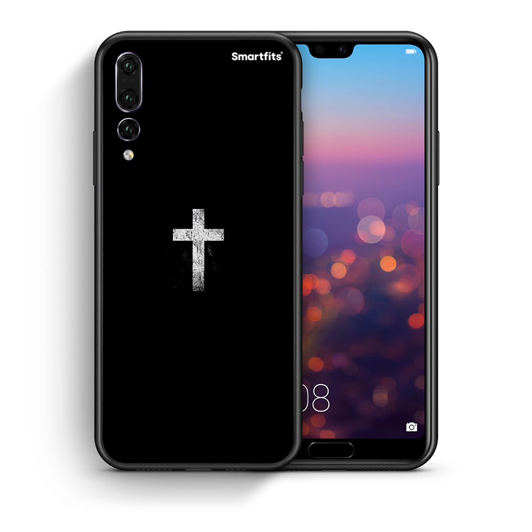 Θήκη Huawei P20 Pro White Cross από τη Smartfits με σχέδιο στο πίσω μέρος και μαύρο περίβλημα | Huawei P20 Pro White Cross case with colorful back and black bezels