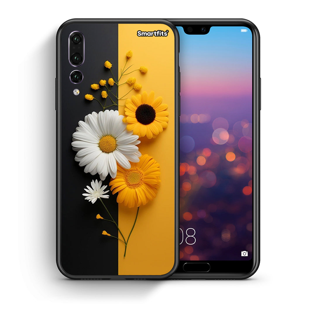 Θήκη Huawei P20 Pro Yellow Daisies από τη Smartfits με σχέδιο στο πίσω μέρος και μαύρο περίβλημα | Huawei P20 Pro Yellow Daisies case with colorful back and black bezels