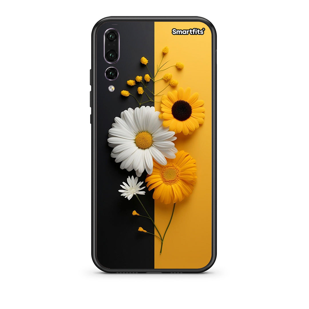 huawei p20 pro Yellow Daisies θήκη από τη Smartfits με σχέδιο στο πίσω μέρος και μαύρο περίβλημα | Smartphone case with colorful back and black bezels by Smartfits