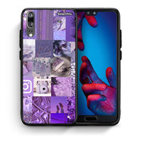 Thumbnail for Θήκη Huawei P20 Purple Aesthetic Collage από τη Smartfits με σχέδιο στο πίσω μέρος και μαύρο περίβλημα | Huawei P20 Purple Aesthetic Collage case with colorful back and black bezels