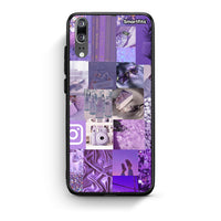 Thumbnail for Huawei P20 Purple Aesthetic Collage θήκη από τη Smartfits με σχέδιο στο πίσω μέρος και μαύρο περίβλημα | Smartphone case with colorful back and black bezels by Smartfits