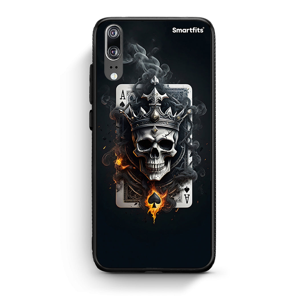 Huawei P20 Skull King Ace θήκη από τη Smartfits με σχέδιο στο πίσω μέρος και μαύρο περίβλημα | Smartphone case with colorful back and black bezels by Smartfits