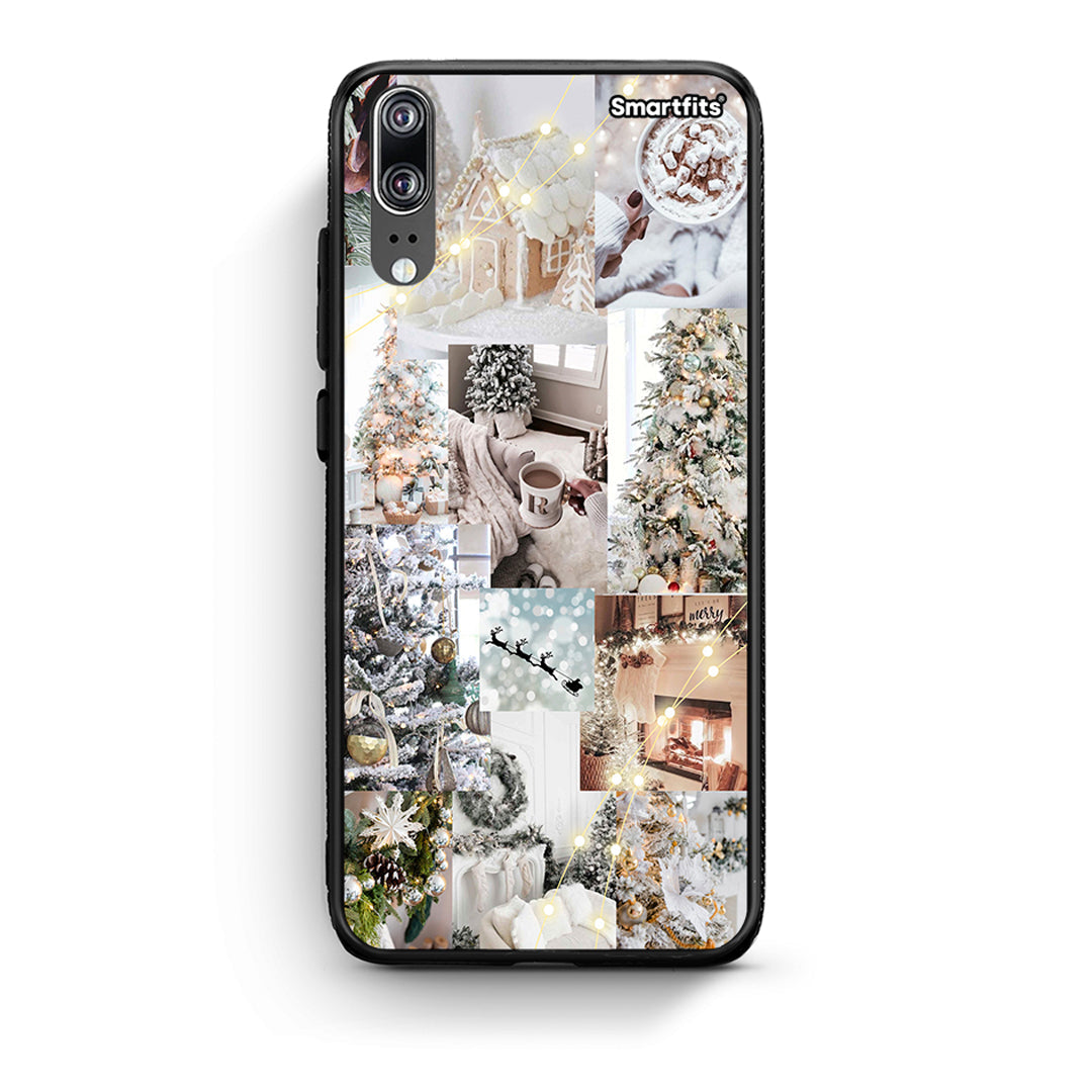 Huawei P20 White Christmas θήκη από τη Smartfits με σχέδιο στο πίσω μέρος και μαύρο περίβλημα | Smartphone case with colorful back and black bezels by Smartfits