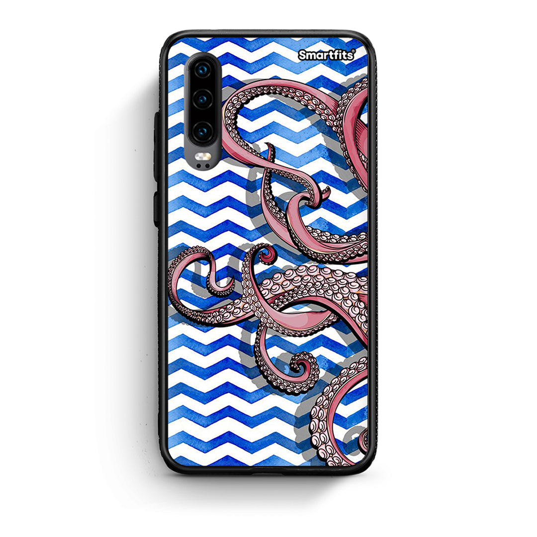 Huawei P30 Chevron Devilfish θήκη από τη Smartfits με σχέδιο στο πίσω μέρος και μαύρο περίβλημα | Smartphone case with colorful back and black bezels by Smartfits