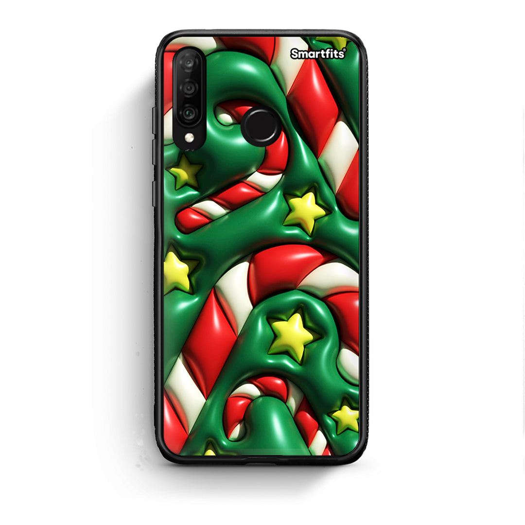 Huawei P30 Lite Christmas Bubbles θήκη από τη Smartfits με σχέδιο στο πίσω μέρος και μαύρο περίβλημα | Smartphone case with colorful back and black bezels by Smartfits