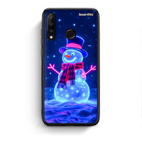 Thumbnail for Huawei P30 Lite Christmas Neon Snowman θήκη από τη Smartfits με σχέδιο στο πίσω μέρος και μαύρο περίβλημα | Smartphone case with colorful back and black bezels by Smartfits