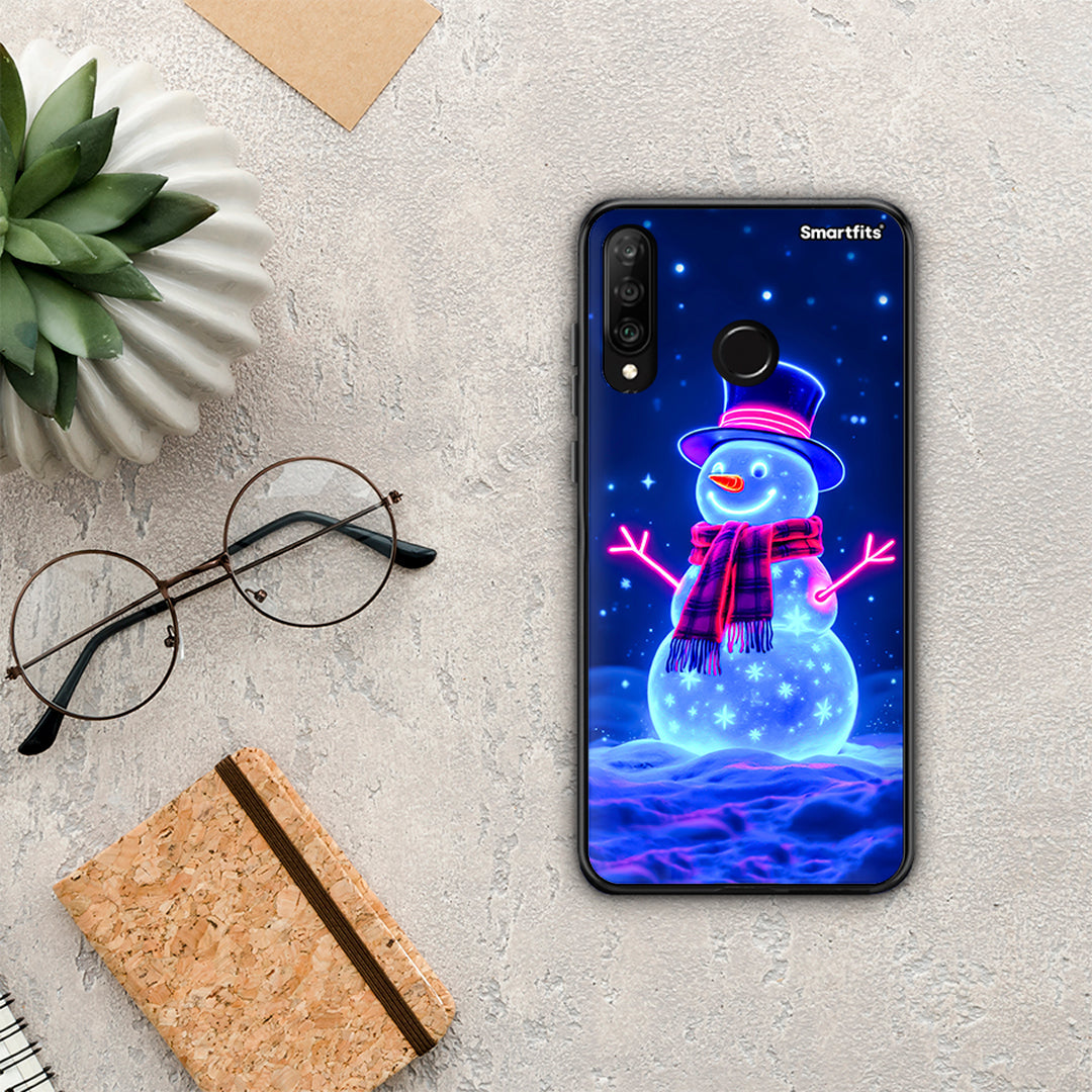 Christmas Neon Snowman - Huawei P30 Lite θήκη