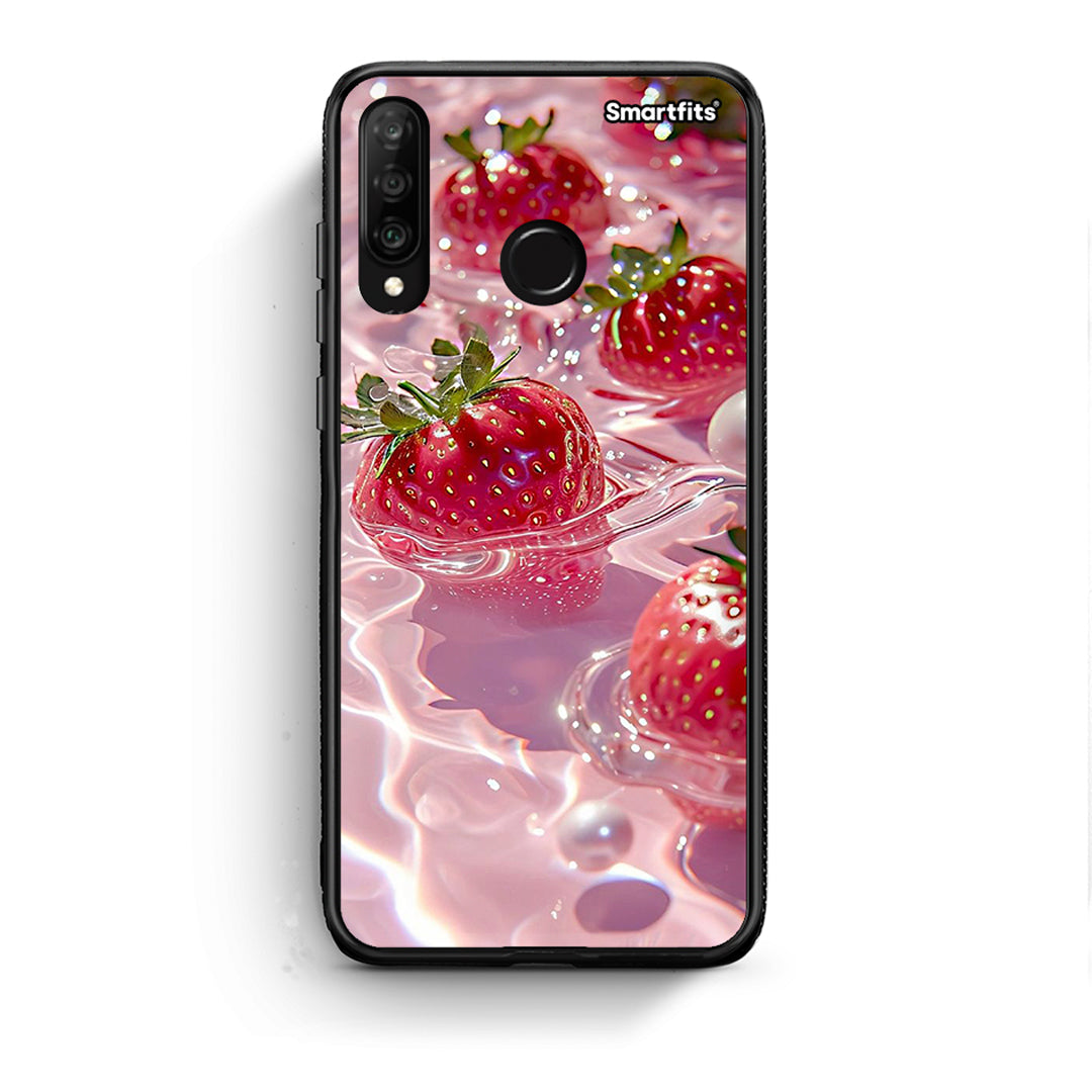 Huawei P30 Lite Juicy Strawberries θήκη από τη Smartfits με σχέδιο στο πίσω μέρος και μαύρο περίβλημα | Smartphone case with colorful back and black bezels by Smartfits