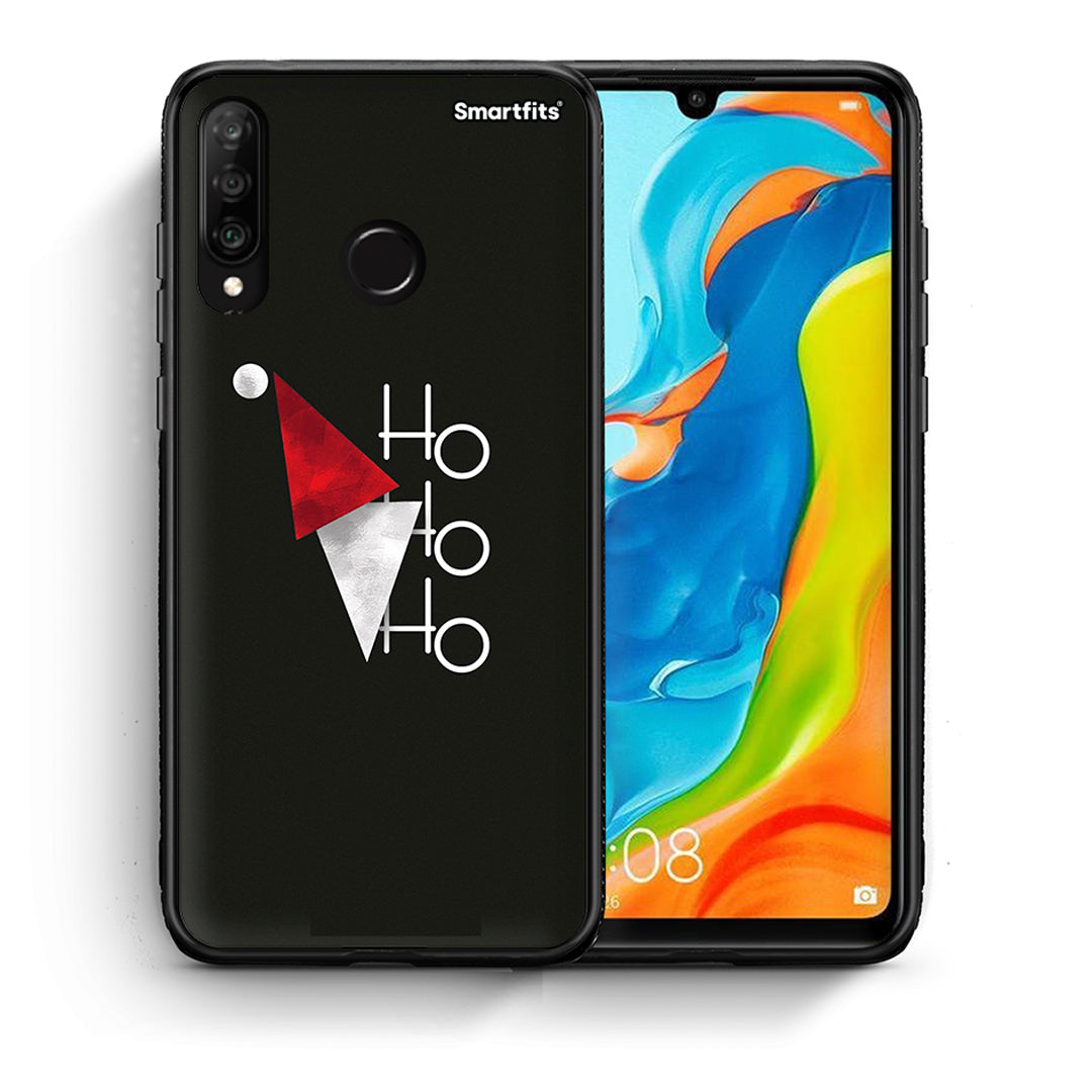 Θήκη Huawei P30 Lite Minimal Christmas από τη Smartfits με σχέδιο στο πίσω μέρος και μαύρο περίβλημα | Huawei P30 Lite Minimal Christmas case with colorful back and black bezels