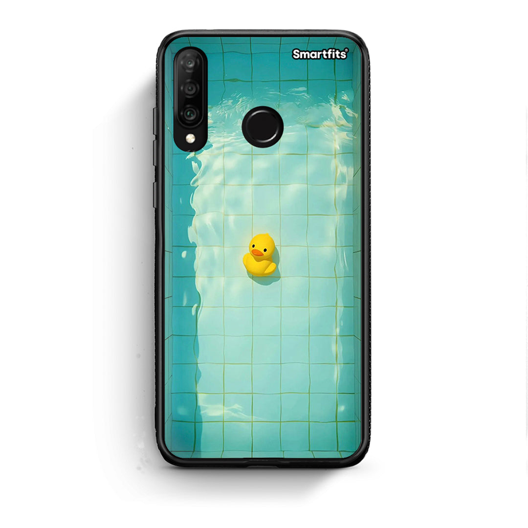 Huawei P30 Lite Yellow Duck θήκη από τη Smartfits με σχέδιο στο πίσω μέρος και μαύρο περίβλημα | Smartphone case with colorful back and black bezels by Smartfits