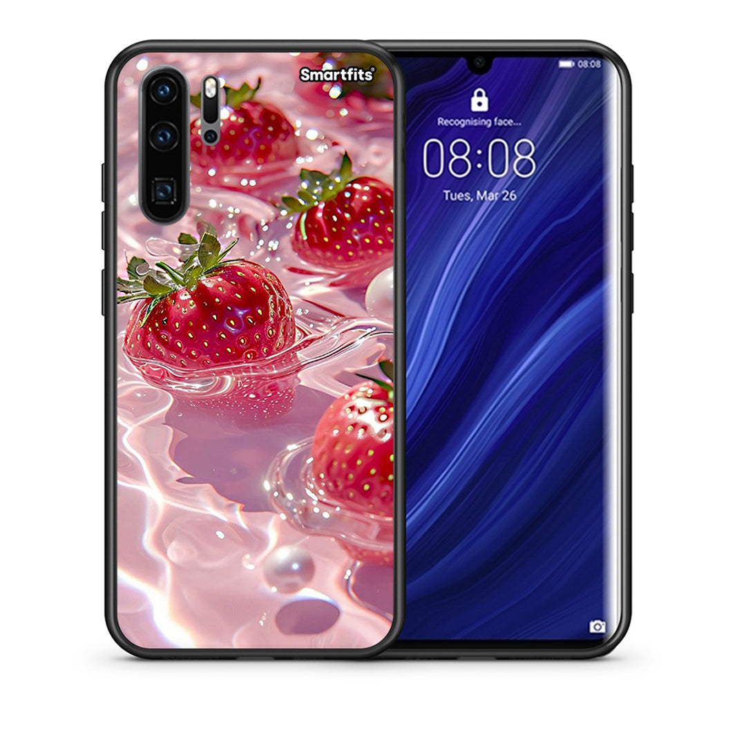 Θήκη Huawei P30 Pro Juicy Strawberries από τη Smartfits με σχέδιο στο πίσω μέρος και μαύρο περίβλημα | Huawei P30 Pro Juicy Strawberries case with colorful back and black bezels