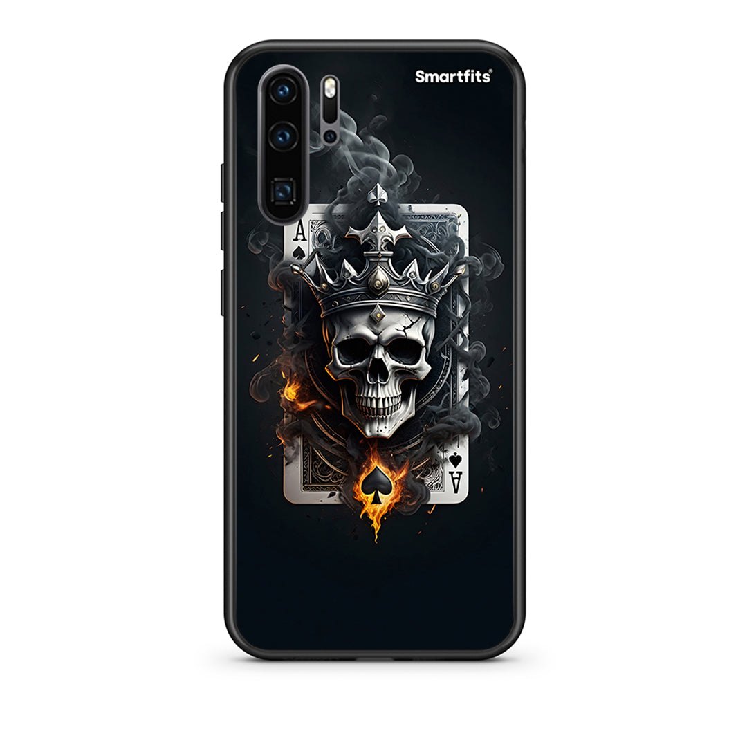 Huawei P30 Pro Skull King Ace θήκη από τη Smartfits με σχέδιο στο πίσω μέρος και μαύρο περίβλημα | Smartphone case with colorful back and black bezels by Smartfits