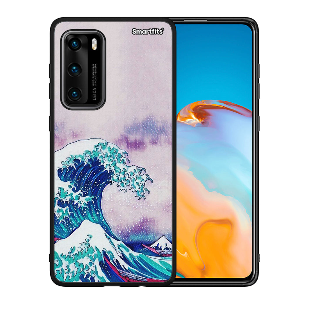 Θήκη Huawei P40 Blue Waves από τη Smartfits με σχέδιο στο πίσω μέρος και μαύρο περίβλημα | Huawei P40 Blue Waves case with colorful back and black bezels