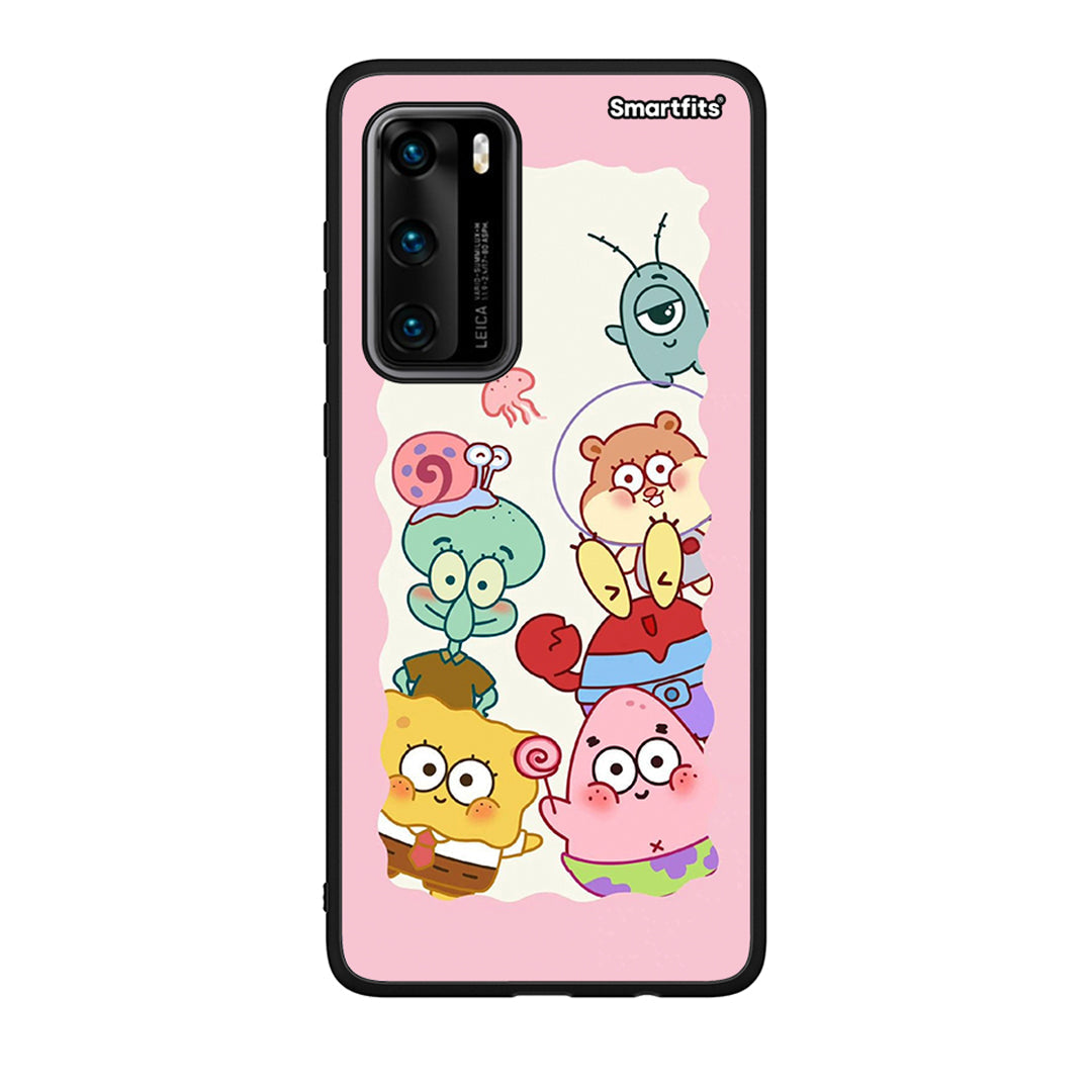 Huawei P40 Cute Companion θήκη από τη Smartfits με σχέδιο στο πίσω μέρος και μαύρο περίβλημα | Smartphone case with colorful back and black bezels by Smartfits