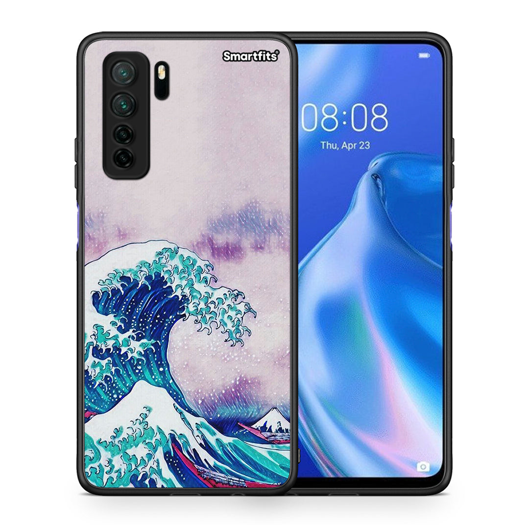 Θήκη Huawei P40 Lite 5G Blue Waves από τη Smartfits με σχέδιο στο πίσω μέρος και μαύρο περίβλημα | Huawei P40 Lite 5G Blue Waves Case with Colorful Back and Black Bezels