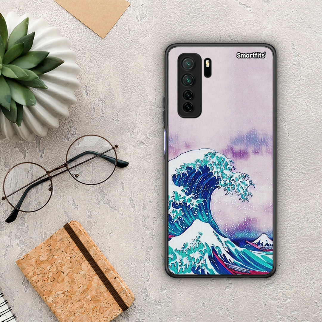 Θήκη Huawei P40 Lite 5G Blue Waves από τη Smartfits με σχέδιο στο πίσω μέρος και μαύρο περίβλημα | Huawei P40 Lite 5G Blue Waves Case with Colorful Back and Black Bezels