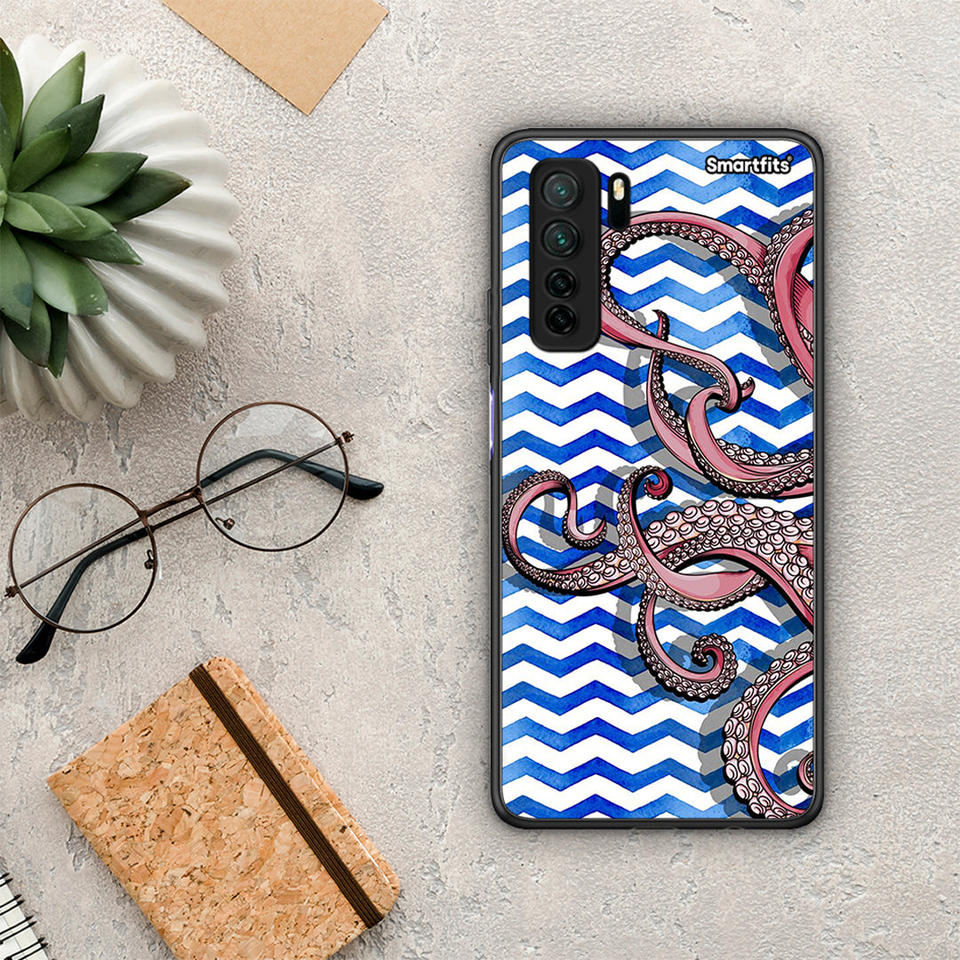 Θήκη Huawei P40 Lite 5G Chevron Devilfish από τη Smartfits με σχέδιο στο πίσω μέρος και μαύρο περίβλημα | Huawei P40 Lite 5G Chevron Devilfish Case with Colorful Back and Black Bezels