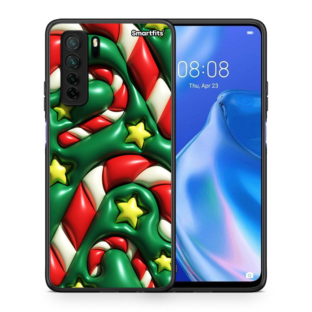 Θήκη Huawei P40 Lite 5G Christmas Bubbles από τη Smartfits με σχέδιο στο πίσω μέρος και μαύρο περίβλημα | Huawei P40 Lite 5G Christmas Bubbles Case with Colorful Back and Black Bezels