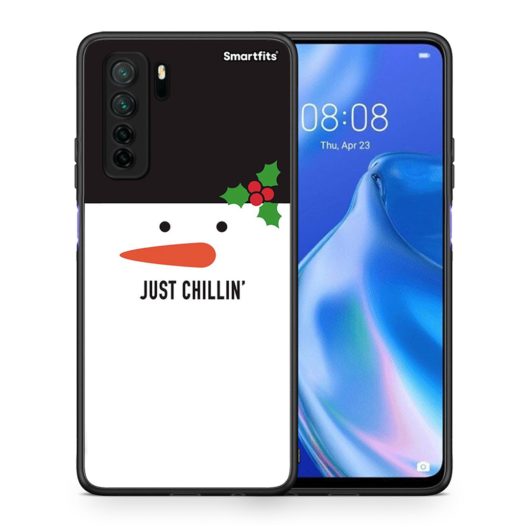 Θήκη Huawei P40 Lite 5G Christmas Chillin από τη Smartfits με σχέδιο στο πίσω μέρος και μαύρο περίβλημα | Huawei P40 Lite 5G Christmas Chillin Case with Colorful Back and Black Bezels