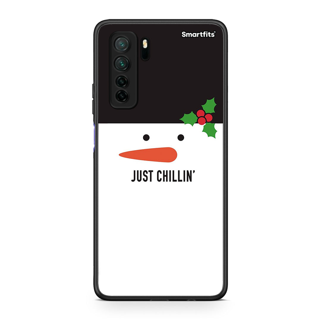 Θήκη Huawei P40 Lite 5G Christmas Chillin από τη Smartfits με σχέδιο στο πίσω μέρος και μαύρο περίβλημα | Huawei P40 Lite 5G Christmas Chillin Case with Colorful Back and Black Bezels