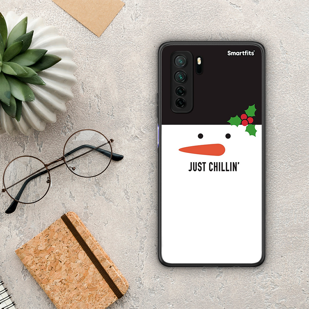 Θήκη Huawei P40 Lite 5G Christmas Chillin από τη Smartfits με σχέδιο στο πίσω μέρος και μαύρο περίβλημα | Huawei P40 Lite 5G Christmas Chillin Case with Colorful Back and Black Bezels