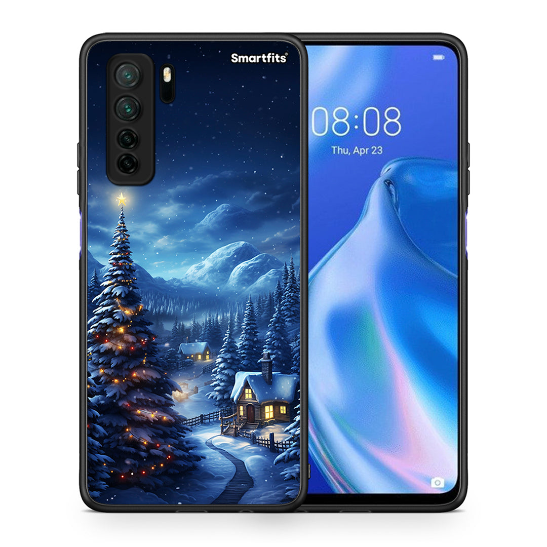 Θήκη Huawei P40 Lite 5G Christmas Scenery από τη Smartfits με σχέδιο στο πίσω μέρος και μαύρο περίβλημα | Huawei P40 Lite 5G Christmas Scenery Case with Colorful Back and Black Bezels