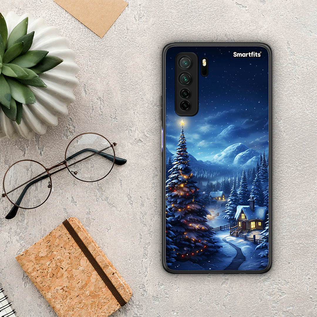 Θήκη Huawei P40 Lite 5G Christmas Scenery από τη Smartfits με σχέδιο στο πίσω μέρος και μαύρο περίβλημα | Huawei P40 Lite 5G Christmas Scenery Case with Colorful Back and Black Bezels