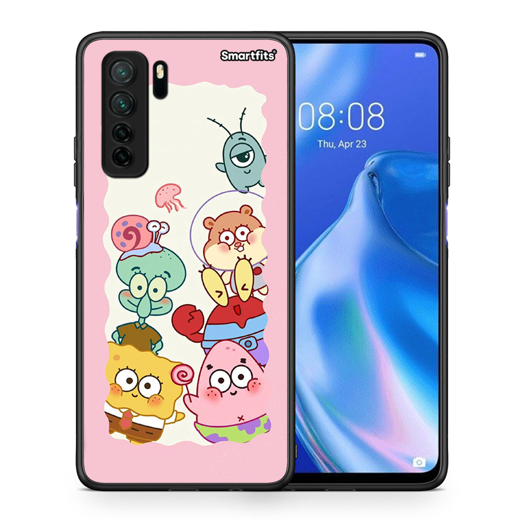 Θήκη Huawei P40 Lite 5G Cute Companion από τη Smartfits με σχέδιο στο πίσω μέρος και μαύρο περίβλημα | Huawei P40 Lite 5G Cute Companion Case with Colorful Back and Black Bezels