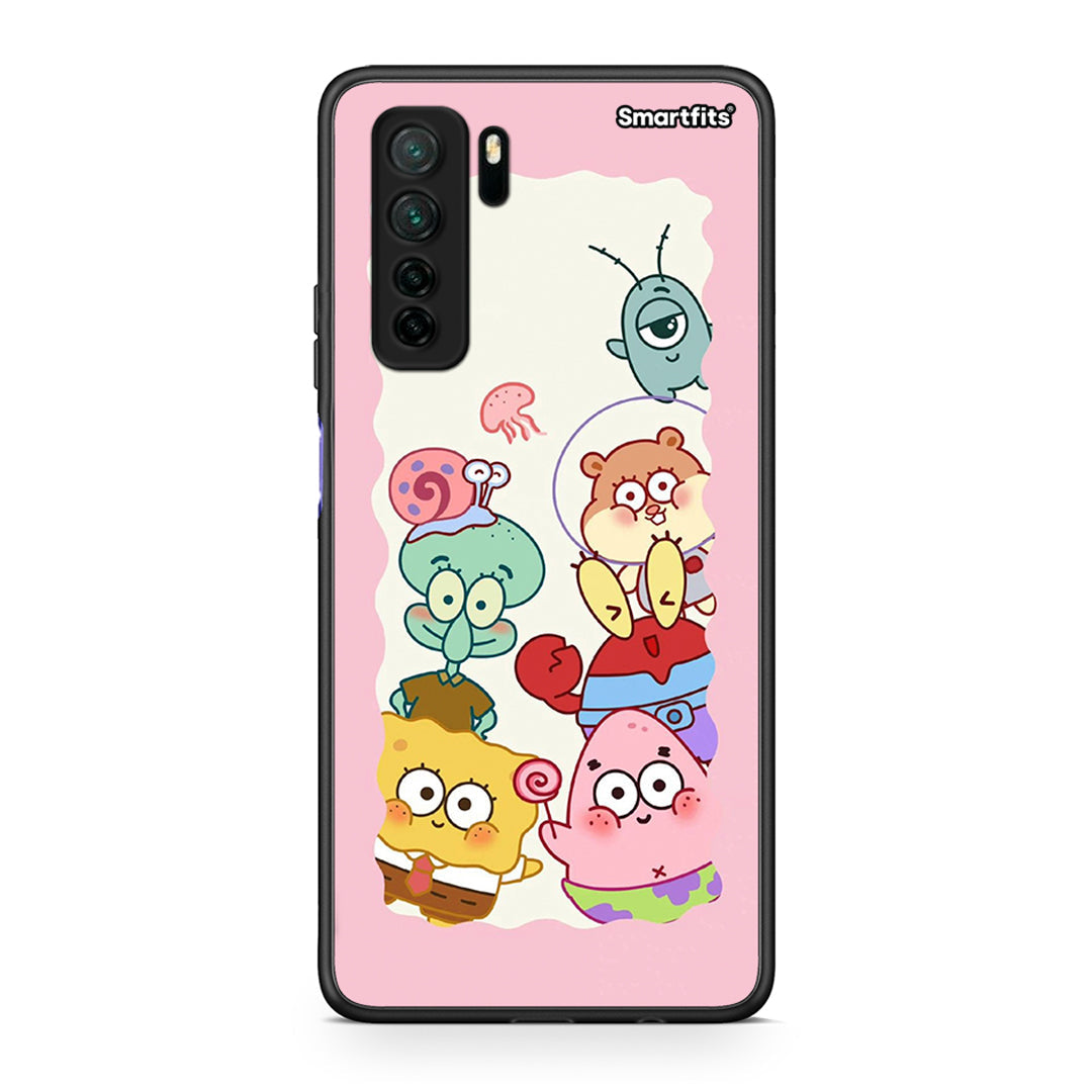 Θήκη Huawei P40 Lite 5G Cute Companion από τη Smartfits με σχέδιο στο πίσω μέρος και μαύρο περίβλημα | Huawei P40 Lite 5G Cute Companion Case with Colorful Back and Black Bezels