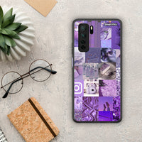 Thumbnail for Θήκη Huawei P40 Lite 5G Purple Aesthetic Collage από τη Smartfits με σχέδιο στο πίσω μέρος και μαύρο περίβλημα | Huawei P40 Lite 5G Purple Aesthetic Collage Case with Colorful Back and Black Bezels