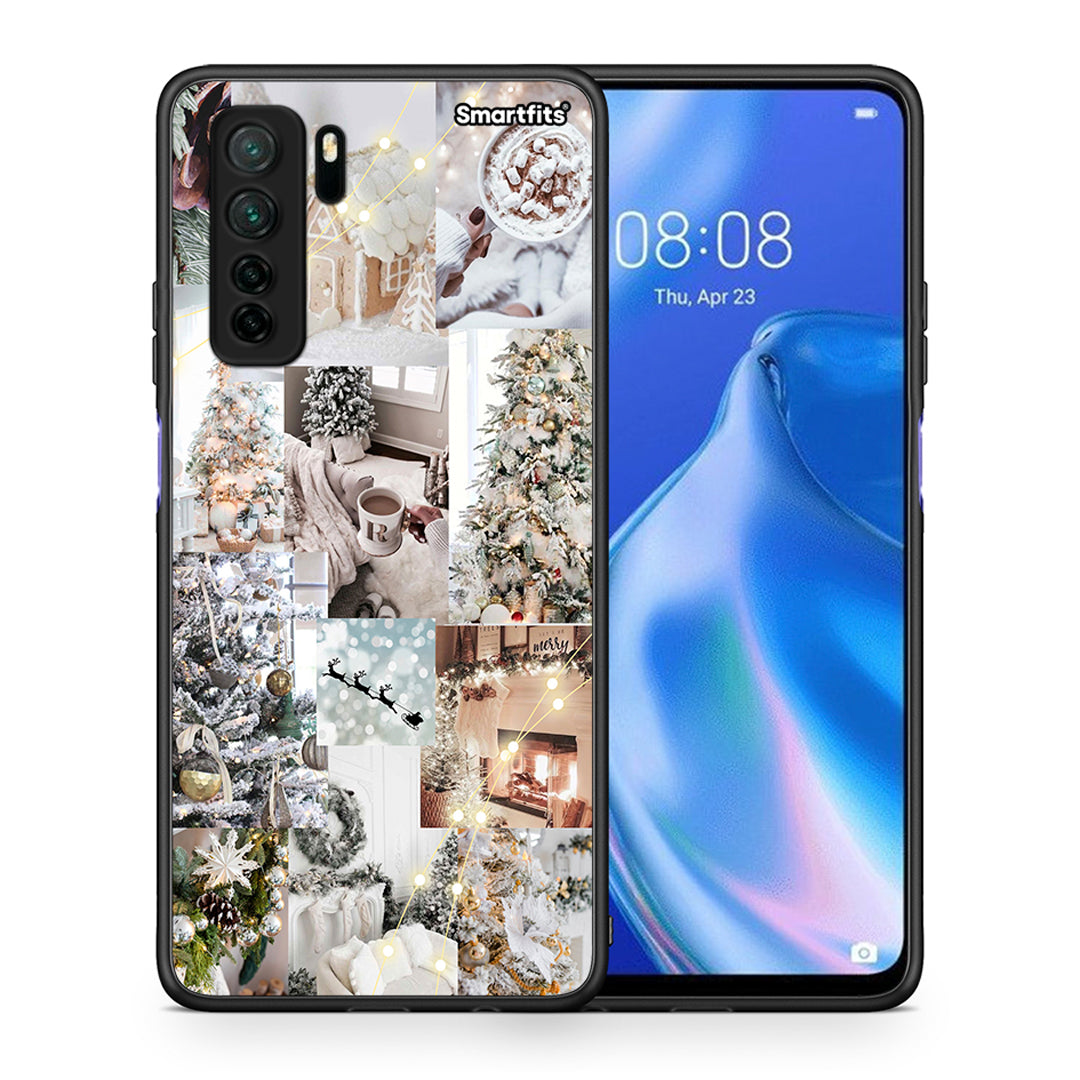 Θήκη Huawei P40 Lite 5G White Christmas από τη Smartfits με σχέδιο στο πίσω μέρος και μαύρο περίβλημα | Huawei P40 Lite 5G White Christmas Case with Colorful Back and Black Bezels