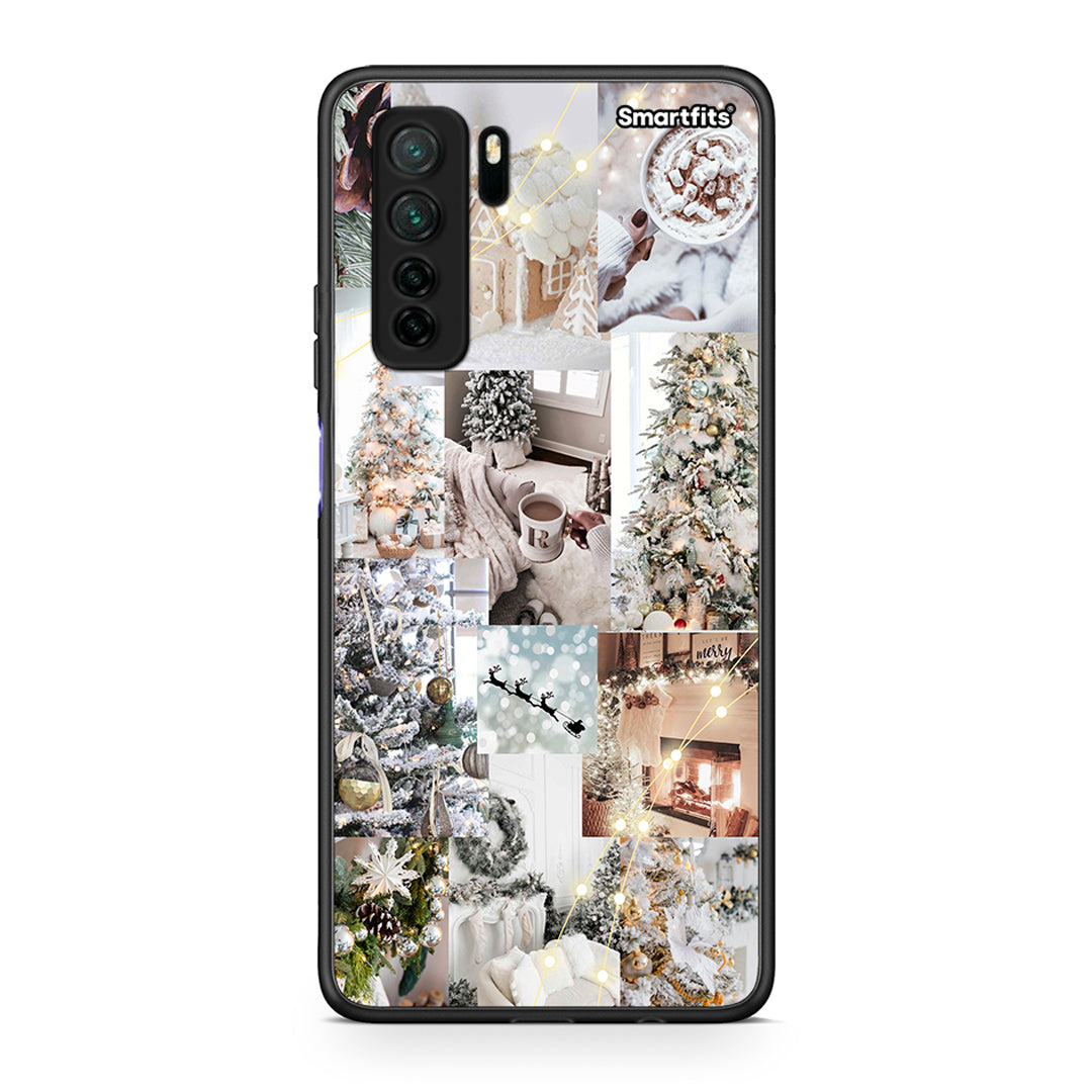 Θήκη Huawei P40 Lite 5G White Christmas από τη Smartfits με σχέδιο στο πίσω μέρος και μαύρο περίβλημα | Huawei P40 Lite 5G White Christmas Case with Colorful Back and Black Bezels