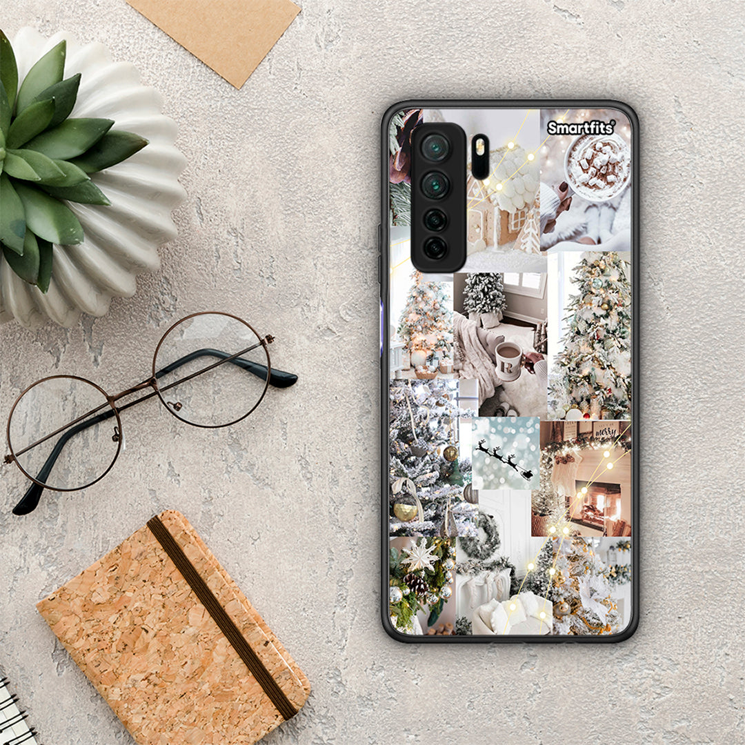 Θήκη Huawei P40 Lite 5G White Christmas από τη Smartfits με σχέδιο στο πίσω μέρος και μαύρο περίβλημα | Huawei P40 Lite 5G White Christmas Case with Colorful Back and Black Bezels