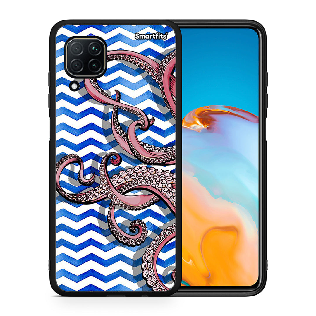 Θήκη Huawei P40 Lite Chevron Devilfish από τη Smartfits με σχέδιο στο πίσω μέρος και μαύρο περίβλημα | Huawei P40 Lite Chevron Devilfish case with colorful back and black bezels