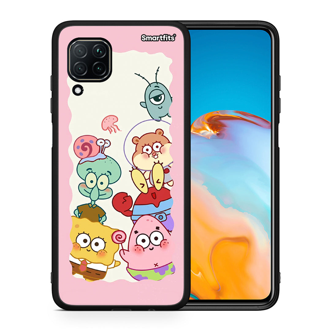 Θήκη Huawei P40 Lite Cute Companion από τη Smartfits με σχέδιο στο πίσω μέρος και μαύρο περίβλημα | Huawei P40 Lite Cute Companion case with colorful back and black bezels