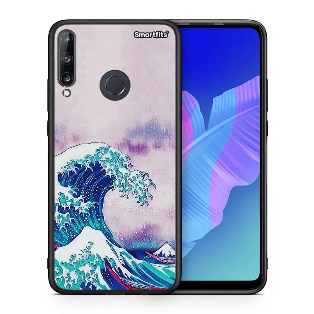 Θήκη Huawei P40 Lite E Blue Waves από τη Smartfits με σχέδιο στο πίσω μέρος και μαύρο περίβλημα | Huawei P40 Lite E Blue Waves case with colorful back and black bezels