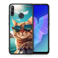 Thumbnail for Θήκη Huawei P40 Lite E Summer Cat από τη Smartfits με σχέδιο στο πίσω μέρος και μαύρο περίβλημα | Huawei P40 Lite E Summer Cat case with colorful back and black bezels