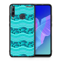 Thumbnail for Θήκη Huawei P40 Lite E Swimming Dolphins από τη Smartfits με σχέδιο στο πίσω μέρος και μαύρο περίβλημα | Huawei P40 Lite E Swimming Dolphins case with colorful back and black bezels