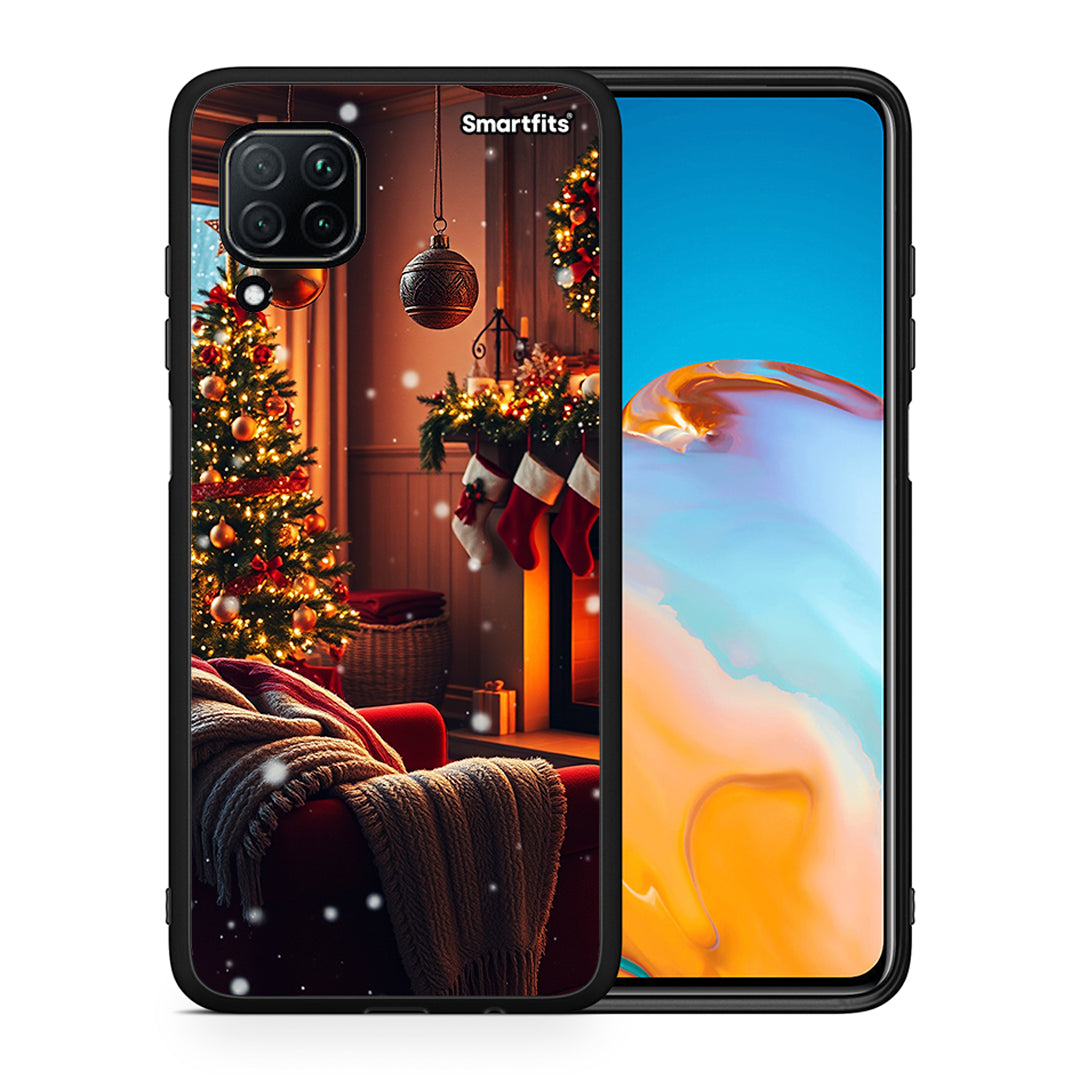 Θήκη Huawei P40 Lite Home For Christmas από τη Smartfits με σχέδιο στο πίσω μέρος και μαύρο περίβλημα | Huawei P40 Lite Home For Christmas case with colorful back and black bezels