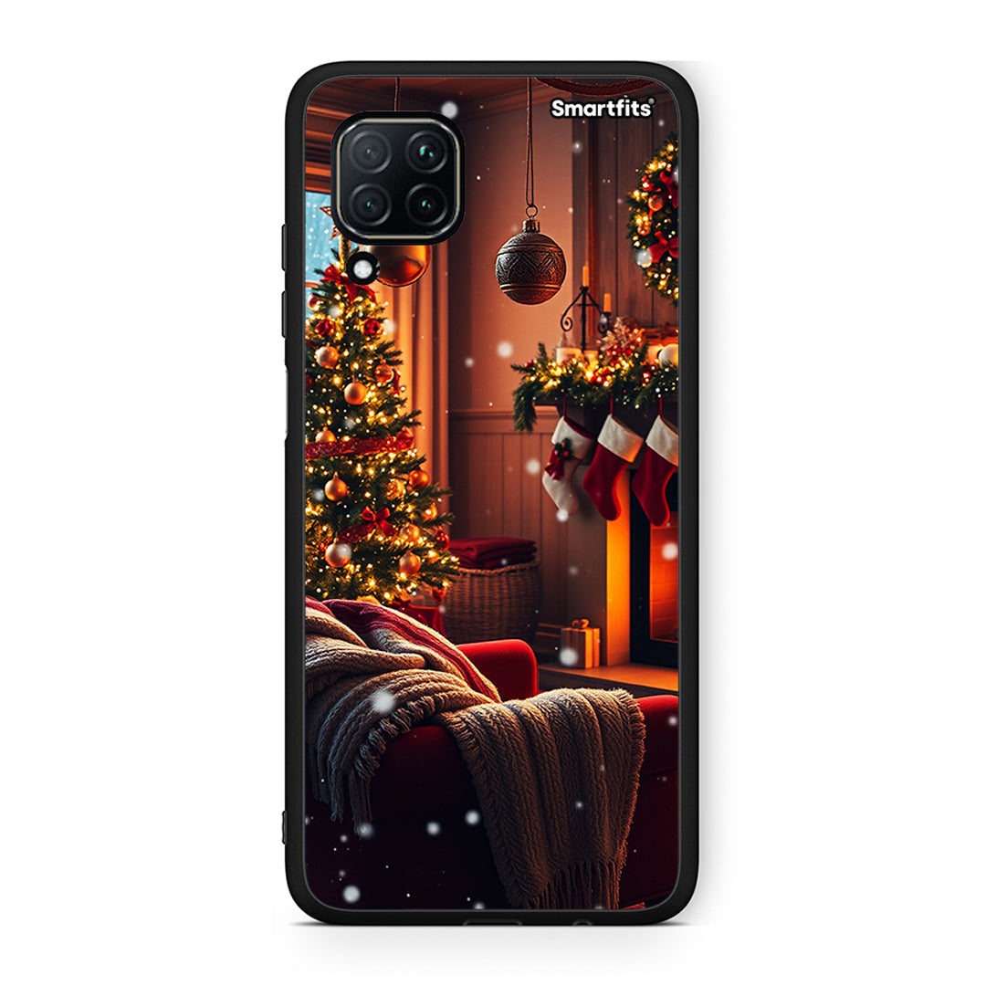 Huawei P40 Lite Home For Christmas θήκη από τη Smartfits με σχέδιο στο πίσω μέρος και μαύρο περίβλημα | Smartphone case with colorful back and black bezels by Smartfits